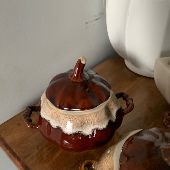 Set of 3 Brown pumpkins home decor or for dinner use oven safe dining fall - Picture 4 of 8